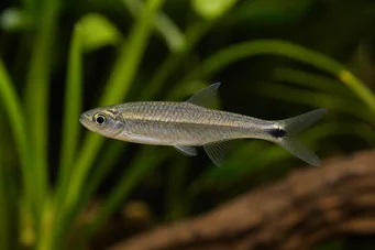 Micralestes sp. Afrikansk tetra med røde finner