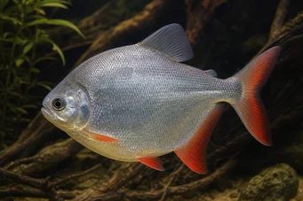 Myleus rubripinnis luna Metynnis-lune med rød krok