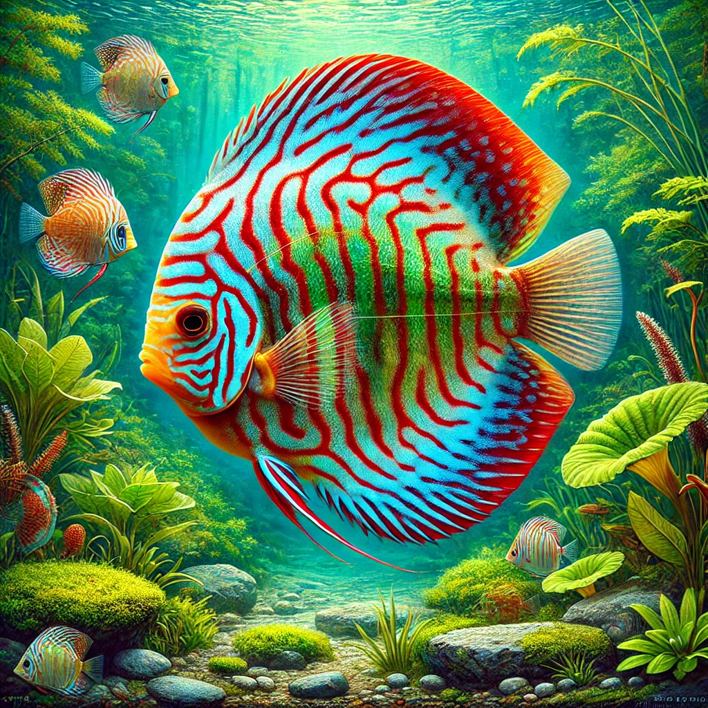 Symphysodon aequifasciatus haraldi (Blå diskos)